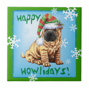 Happy Howliday Shar-Pei Tile