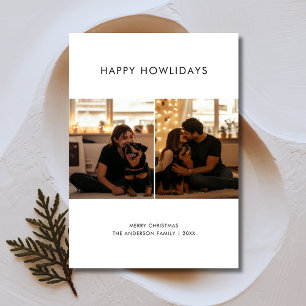 Happy Howlidays 2 Couple Photo With Dog Christmas Holiday Card