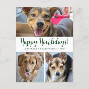 Happy Howlidays 3 Photo Holiday Postcard