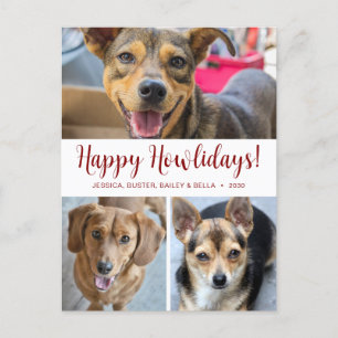 Happy Howlidays 3 Photo Holiday Postcard