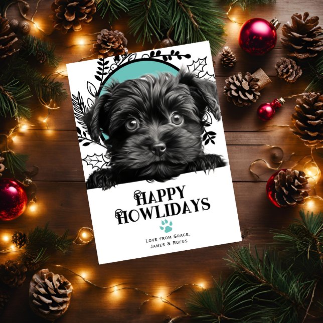 Happy Howlidays Affenpinscher Dog Christmas Holiday Card (Happy Howlidays Affenpinscher Dog Christmas Holiday Cards from Ricaso. Cute dog breed holiday cards)