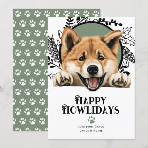Happy Howlidays Akita Dog Christmas Holiday Card