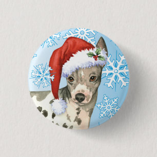 Happy Howlidays American Hairless Terrier 3 Cm Round Badge