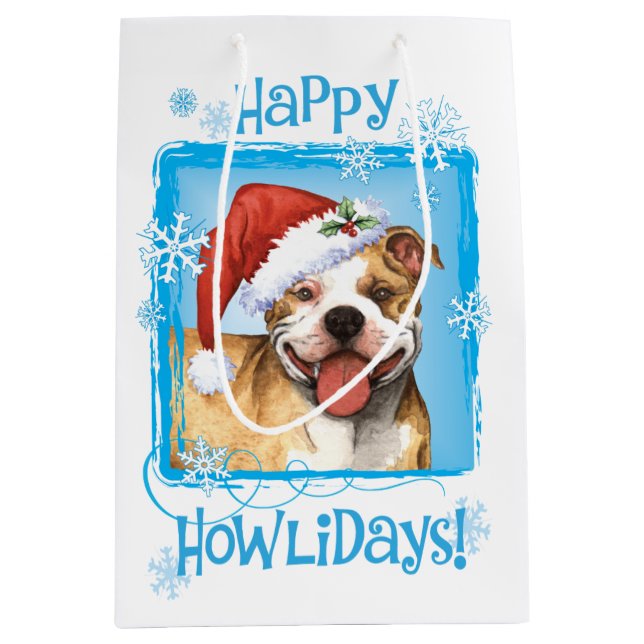 Happy Howlidays APBT Medium Gift Bag (Front)