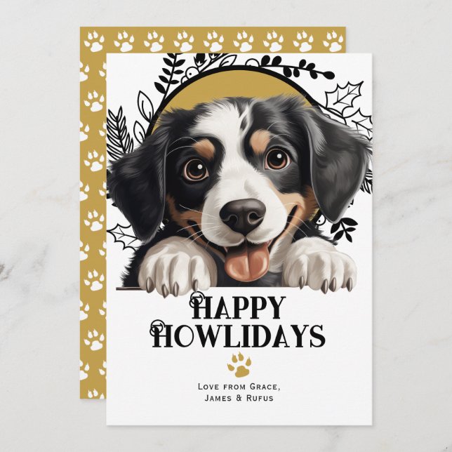 Happy Howlidays Appenzeller Sennenhund Dog Holiday Card (Front/Back)