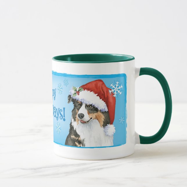 Happy Howlidays Australian Shepherd Mug (Right)