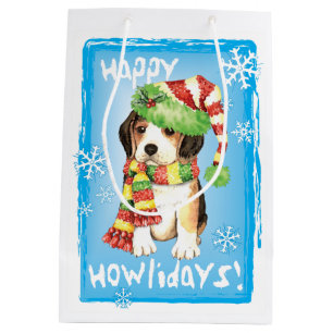 Happy Howlidays Beagle Medium Gift Bag
