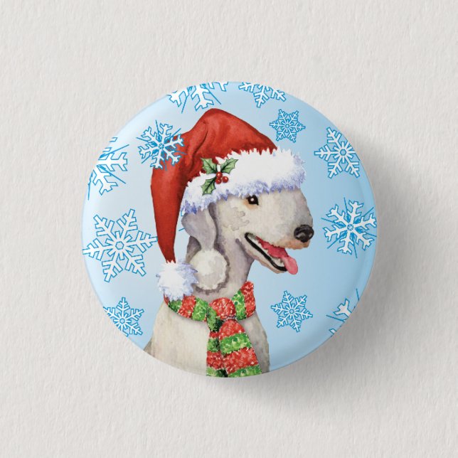 Happy Howlidays Bedlington Terrier Button (Front)