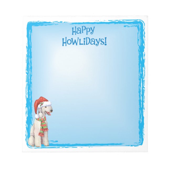 Happy Howlidays Bedlington Terrier Notepad (Front)