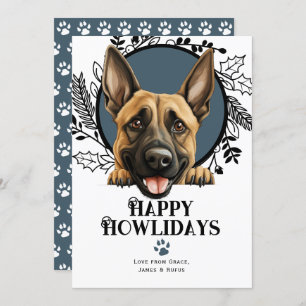 Happy Howlidays Belgian Malinois Dog Christmas Holiday Card