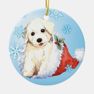 Happy Howlidays Bichon Ceramic Tree Decoration
