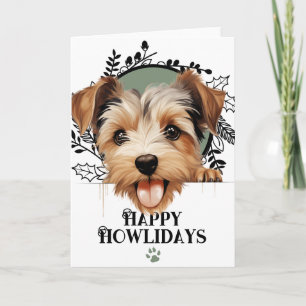 Happy Howlidays Biewer Terrier Dog Christmas Holiday Card