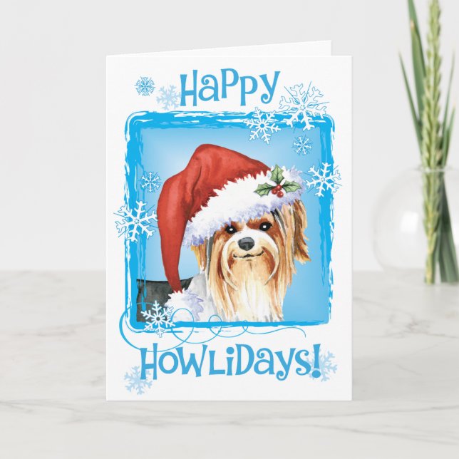 Happy Howlidays Biewer Terrier Holiday Card (Front)