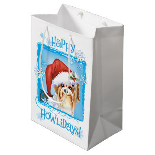 Happy Howlidays Biewer Terrier Medium Gift Bag