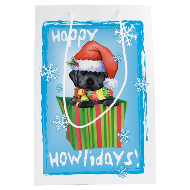 Happy Howlidays Black Lab Medium Gift Bag (Front)