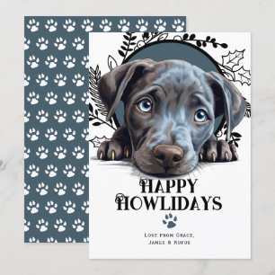 Happy Howlidays Blue Lacy Dog Christmas Holiday Card