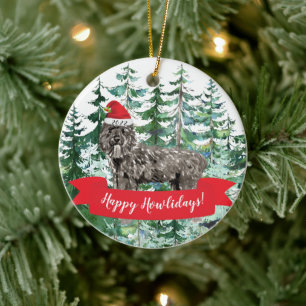 Happy Howlidays Bouvier des Flandres Dog Christmas Ceramic Ornament