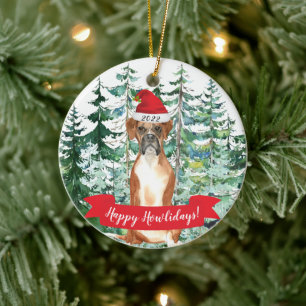 Happy Howlidays Boxer Christmas Ornament