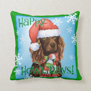 Happy Howlidays Boykin Spaniel Cushion