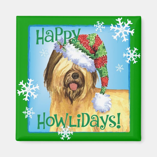 Happy Howlidays Briard Magnet (Front)