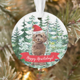 Happy Howlidays Brown Cockapoo Dog Christmas Ornament