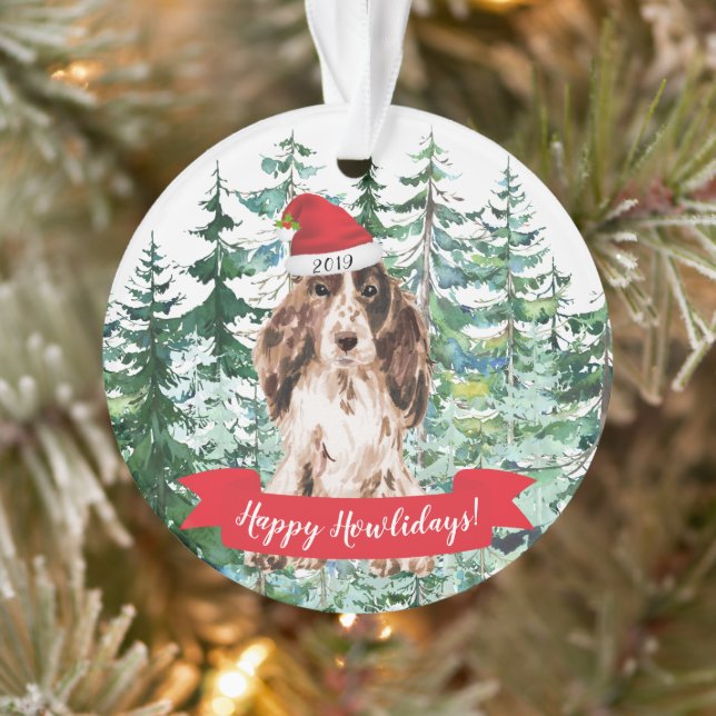 Happy Howlidays Brown Cocker Spaniel Dog Christmas Ornament (Tree)