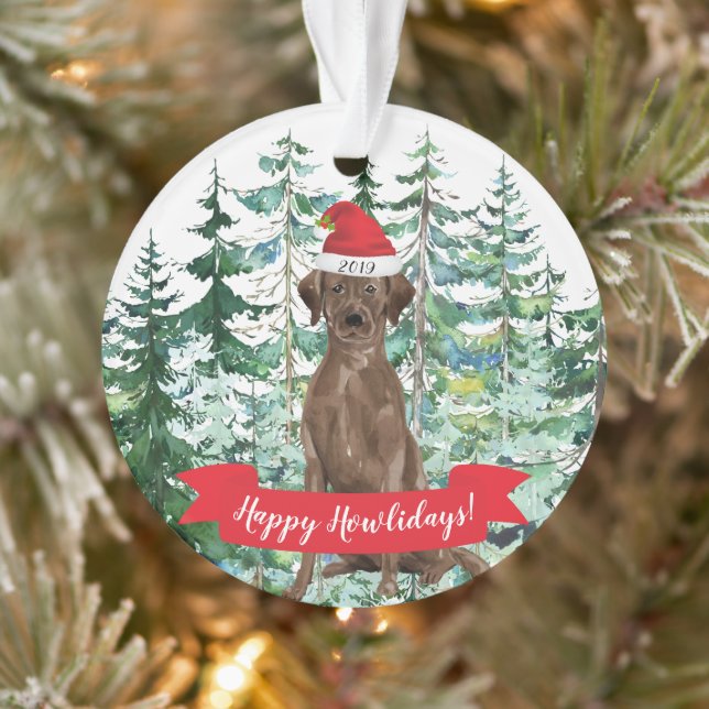 Happy Howlidays Brown Labrador Dog Christmas Ornament (Tree)
