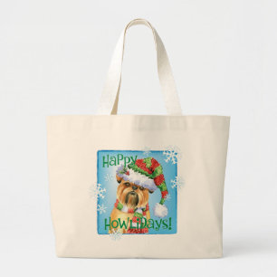 Happy Howlidays Brussels Griffon Large Tote Bag