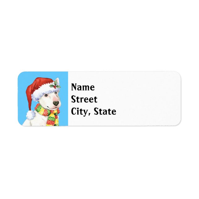 Happy Howlidays Bull Terrier Return Address Label (Front)