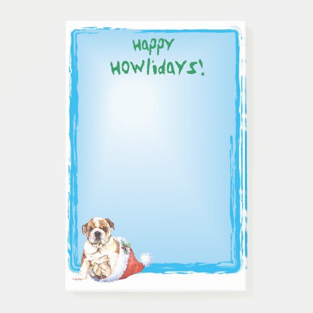 Happy Howlidays Bulldog Post-it Notes (Front)
