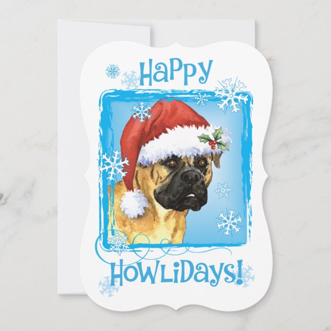 Happy Howlidays Bullmastiff Holiday Card (Front)