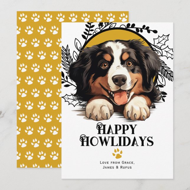 Happy Howlidays Burmese Mountain Dog Christmas Holiday Card (Front/Back)