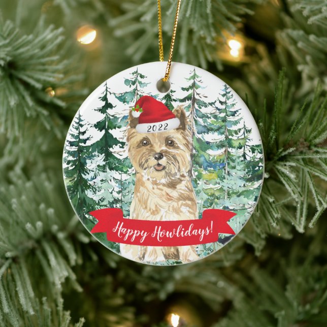 Happy Howlidays Cairn Terrier Dog Christmas Orname Ceramic Ornament (Tree)