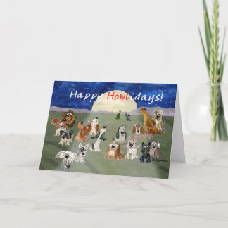 Happy Howlidays Cartoon Dogs Christmas Card