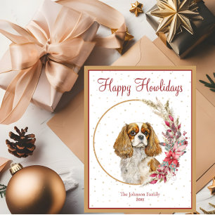 Happy Howlidays Cavalier King Charles Spaniel Dog Holiday Postcard