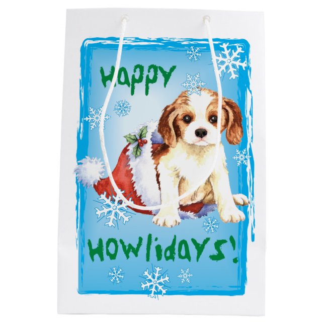 Happy Howlidays Cavalier Medium Gift Bag (Back)