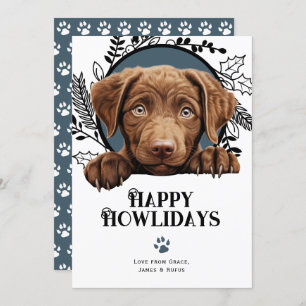 Happy Howlidays chesapeake bay retriever dog Holiday Card