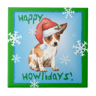 Happy Howlidays Chihuahua Ceramic Tile