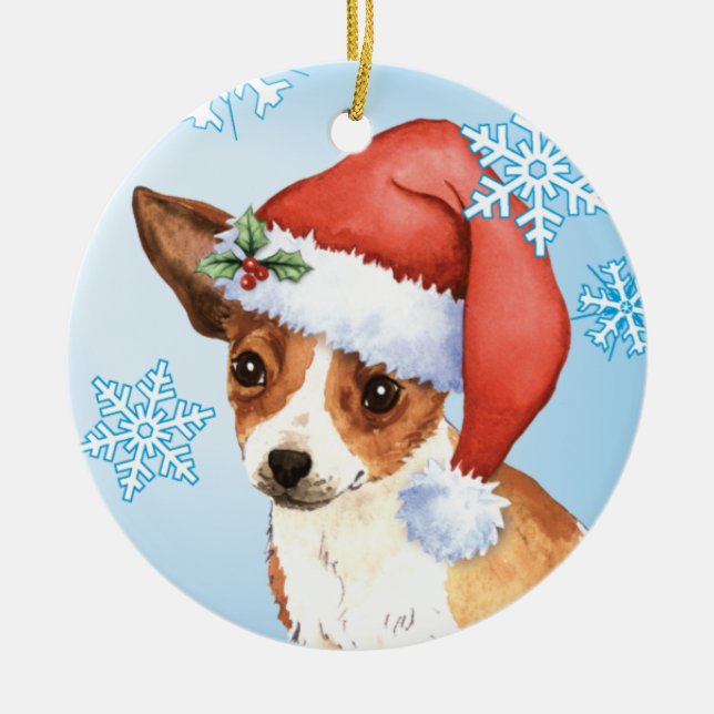 Happy Howlidays Chihuahua Ceramic Tree Decoration (Front)