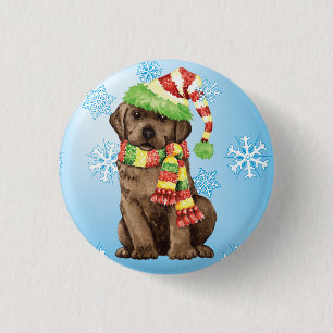 Happy Howlidays Chocolate Lab 3 Cm Round Badge