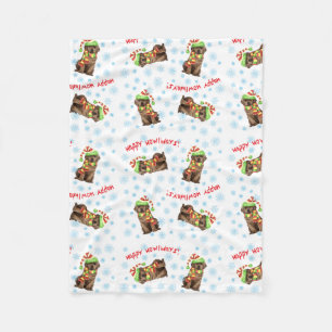 Happy Howlidays Chocolate Lab Fleece Blanket