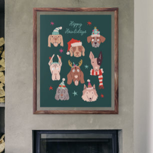 Happy Howlidays Christmas Dog Holiday Poster