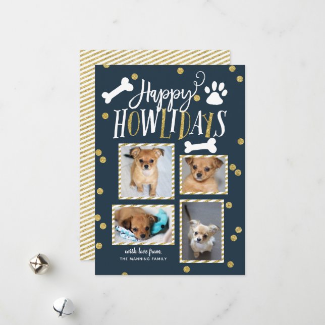 Happy Howlidays | Christmas Photo Collage Holiday Card (Front/Back In Situ)