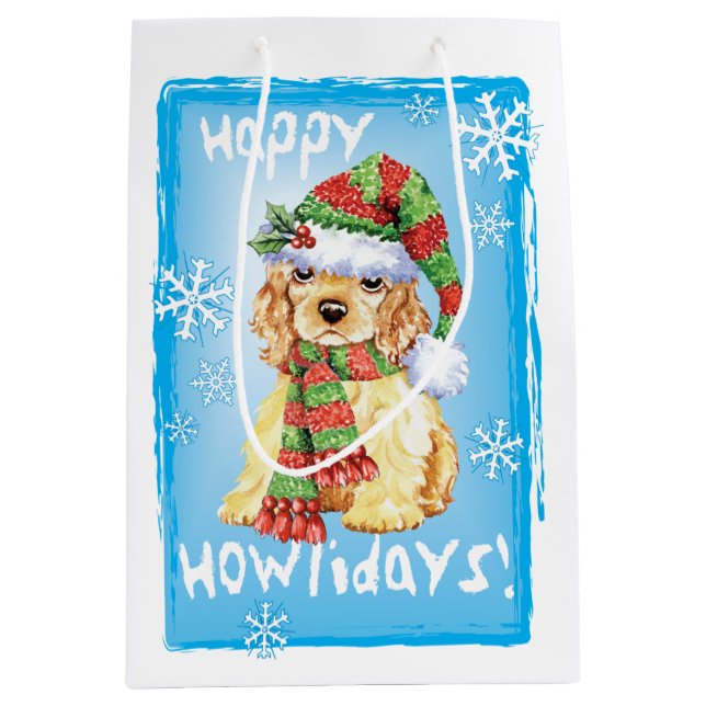 Happy Howlidays Cocker Spaniel Medium Gift Bag (Front)