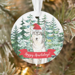 Happy Howlidays cSiberian Husky Dog Christmas Ornament