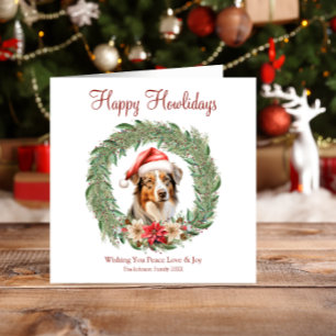 Happy Howlidays Cute Australian Shepherd Dog Holiday Card
