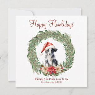 Happy Howlidays Cute Border Collie Dog Holiday Card