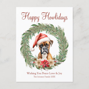Happy Howlidays Cute Boxer Dog Holiday Postcard