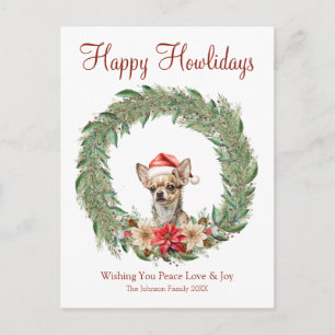 Happy Howlidays Cute Chihuahua Dog Holiday Postcard