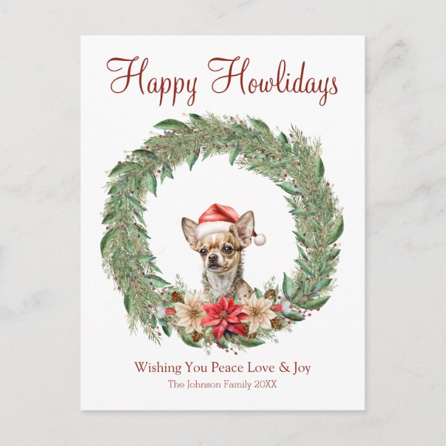 Happy Howlidays Cute Chihuahua Dog Holiday Postcard (Front)